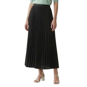 Vintage ESPRIT DE CORP Black Pleated Maxi Skirt Small 90s Minimalism Academia